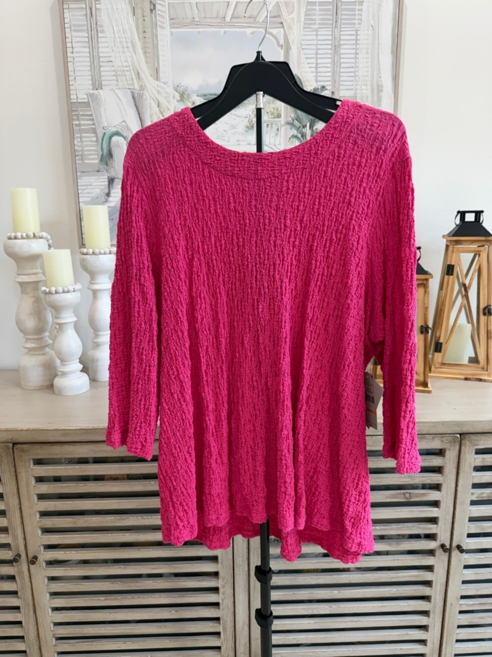 Multiples Fuchsia Textured Knit Top